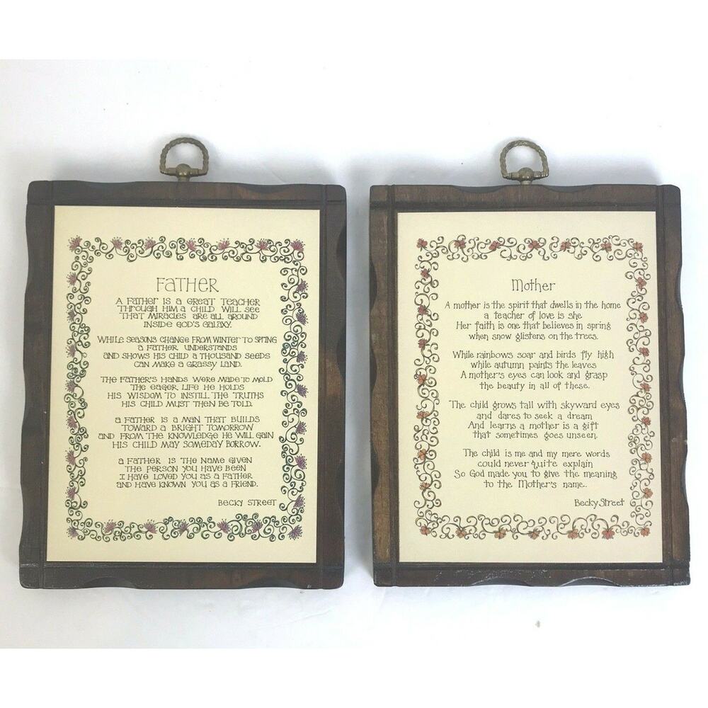 Jerry Schultz Wood Plaque Mother Father Gifts Wall Hangings Vintage Handcrafted